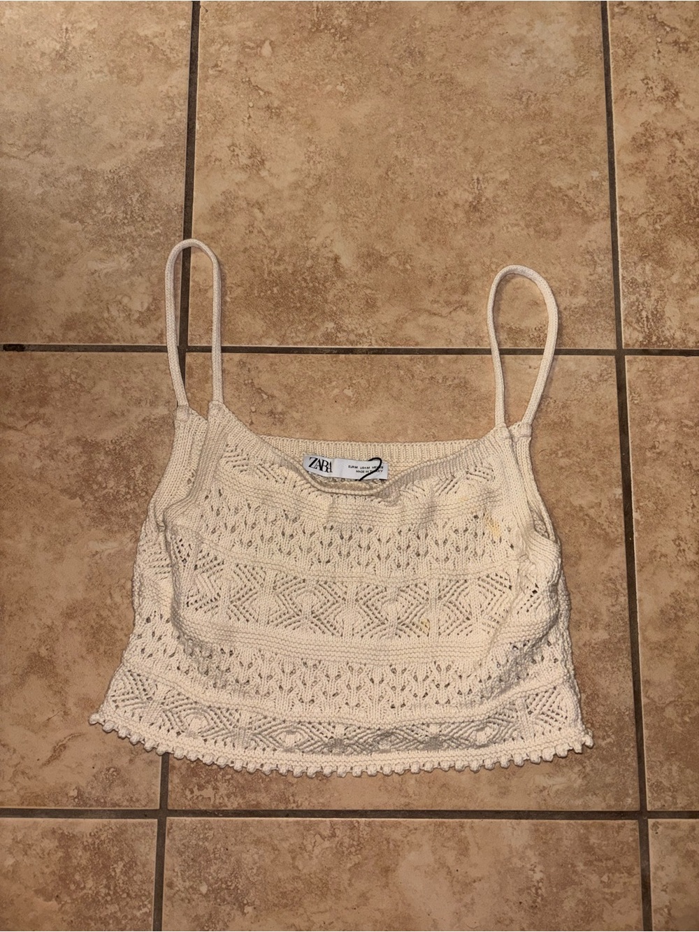 Zara Ivory Crochet Knit Camisole